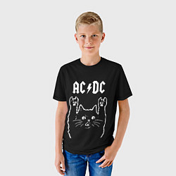 Футболка детская AC DC, Рок кот, цвет: 3D-принт — фото 2