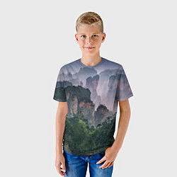 Футболка детская Горы лес каньон, цвет: 3D-принт — фото 2