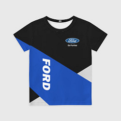 Футболка детская FORD ФОРД ЧЕРНЫЙ СИНИЙ БЕЛЫЙ, цвет: 3D-принт