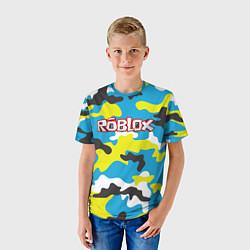 Футболка детская Roblox Камуфляж Небесно-Синий, цвет: 3D-принт — фото 2