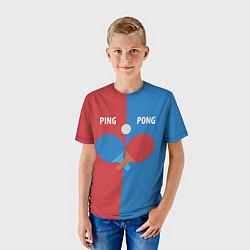 Футболка детская PING PONG теннис, цвет: 3D-принт — фото 2