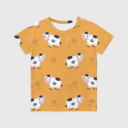 Футболка детская Веселые коровки с ведрами молока, цвет: 3D-принт