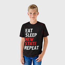 Футболка детская Eat Sleep New State Repeat - Потертости, цвет: 3D-принт — фото 2