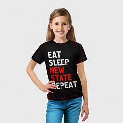 Футболка детская Eat Sleep New State Repeat - Потертости, цвет: 3D-принт — фото 2