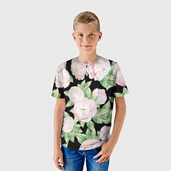 Футболка детская Цветы Нарисованные Пионы, цвет: 3D-принт — фото 2