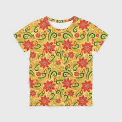 Футболка детская Оранжевая хохлома, цвет: 3D-принт