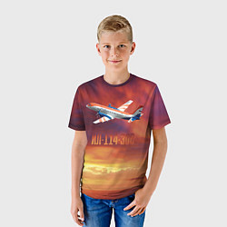 Футболка детская Пассажирский самолет Ил-114-300, цвет: 3D-принт — фото 2
