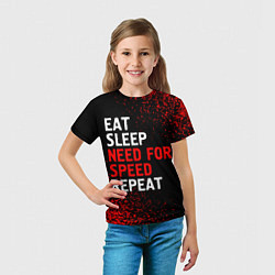 Футболка детская Eat Sleep Need for Speed Repeat - Спрей, цвет: 3D-принт — фото 2