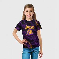 Футболка детская Лейкерс Lakers яркие молнии, цвет: 3D-принт — фото 2