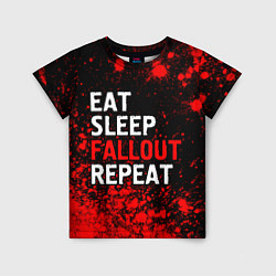 Футболка детская Eat Sleep Fallout Repeat Краска, цвет: 3D-принт