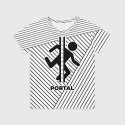 Футболка детская Символ Portal на светлом фоне с полосами, цвет: 3D-принт