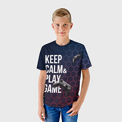 Футболка детская KEEP CALM& PLAY GAME PATTERN HEXAGONAL, цвет: 3D-принт — фото 2