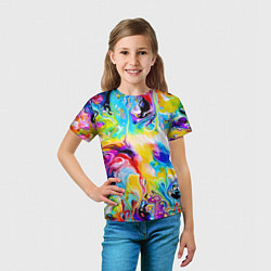 Футболка детская Неоновые всплески красок Лето Neon splashes of col, цвет: 3D-принт — фото 2