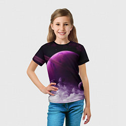 Футболка детская PURPLE GALAXY лиловая галактика, цвет: 3D-принт — фото 2