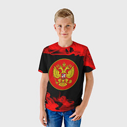 Футболка детская RUSSIA - ГЕРБ - Пламя, цвет: 3D-принт — фото 2