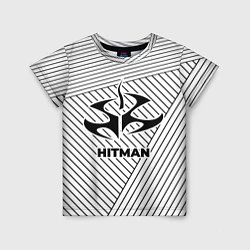 Футболка детская Символ Hitman на светлом фоне с полосами, цвет: 3D-принт