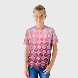 Футболка детская Розовый геометрический градиентный узор, цвет: 3D-принт — фото 2