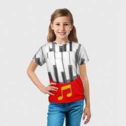 Футболка детская Клавиши фортепиано как картошка фри, цвет: 3D-принт — фото 2
