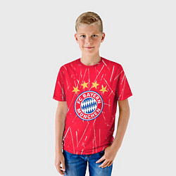 Футболка детская Bayern munchen белые царапины на красном фоне, цвет: 3D-принт — фото 2