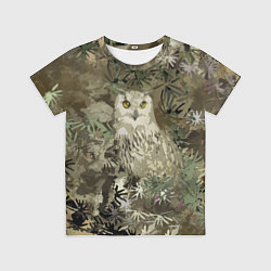 Футболка детская Сова на абстрактном коричневом фоне, цвет: 3D-принт