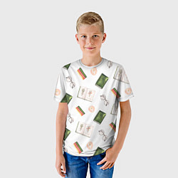 Футболка детская Узор Очки, Книги, Свечи, цвет: 3D-принт — фото 2