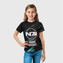 Футболка детская Mass Effect в стиле Glitch Баги Графики на темном, цвет: 3D-принт — фото 2