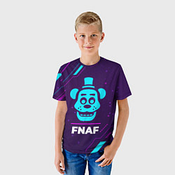 Футболка детская Символ FNAF в неоновых цветах на темном фоне, цвет: 3D-принт — фото 2