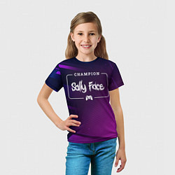 Футболка детская Sally Face Gaming Champion: рамка с лого и джойсти, цвет: 3D-принт — фото 2