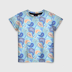 Футболка детская Турецкий огурец Turkish cucumber blue pattern, цвет: 3D-принт