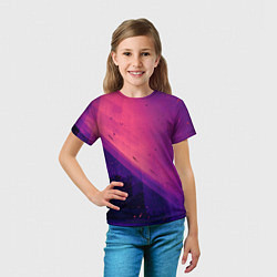 Футболка детская Неоновая пыль и лучи - Тёмно-розовый, цвет: 3D-принт — фото 2