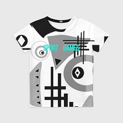 Футболка детская SPORT GAMES черно-белый абстрактный узор, цвет: 3D-принт