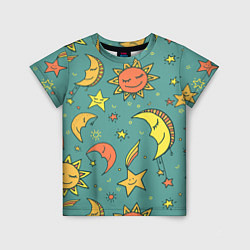Детская футболка Солнце, Луна и Звёзды