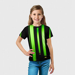 Футболка детская Абстрактные неоновые колбы с кислотой - Зелёный, цвет: 3D-принт — фото 2