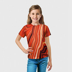 Футболка детская Лавовая абстракция - Красный, цвет: 3D-принт — фото 2