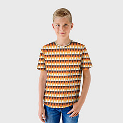 Футболка детская Треугольники на оранжевом фоне, цвет: 3D-принт — фото 2