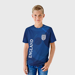 Футболка детская Сборная Англии Синяя Абстракция, цвет: 3D-принт — фото 2