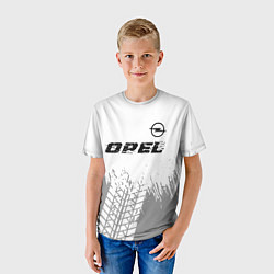 Футболка детская Opel speed на светлом фоне со следами шин: символ, цвет: 3D-принт — фото 2