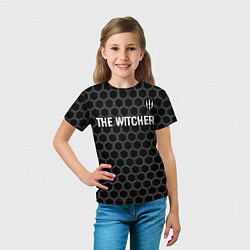 Футболка детская The Witcher glitch на темном фоне: символ сверху, цвет: 3D-принт — фото 2