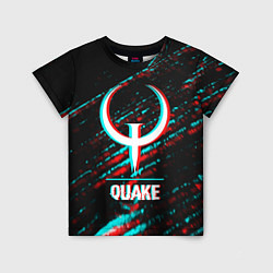 Футболка детская Quake в стиле glitch и баги графики на темном фоне, цвет: 3D-принт