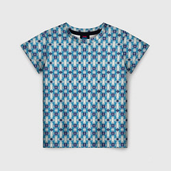 Детская футболка Сине-белый геометрический икат узор