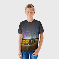 Футболка детская Неоновый ночной город и мост, цвет: 3D-принт — фото 2