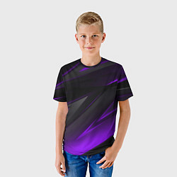 Футболка детская Черно-фиолетовая геометрическая абстракция, цвет: 3D-принт — фото 2