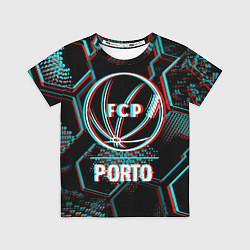 Футболка детская Porto FC в стиле glitch на темном фоне, цвет: 3D-принт