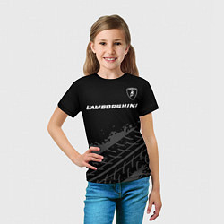 Футболка детская Lamborghini speed на темном фоне со следами шин: с, цвет: 3D-принт — фото 2