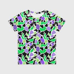 Футболка детская Зелено-фиолетовый абстрактный узор, цвет: 3D-принт
