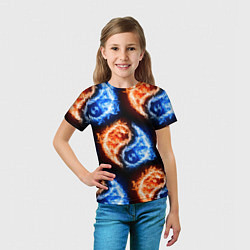 Футболка детская Инь - янь, огонь - вода, паттерн, цвет: 3D-принт — фото 2