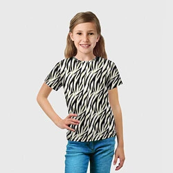 Футболка детская Тигровый полосатый узор-черные, бежевые полосы на, цвет: 3D-принт — фото 2