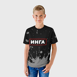 Футболка детская Инга - в красной рамке на темном, цвет: 3D-принт — фото 2
