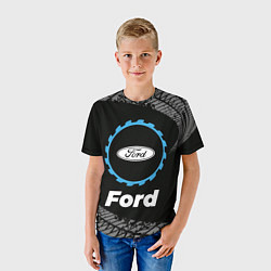 Футболка детская Ford в стиле Top Gear со следами шин на фоне, цвет: 3D-принт — фото 2