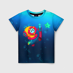 Футболка детская Brawl Stars - Отис, подводный мир, цвет: 3D-принт